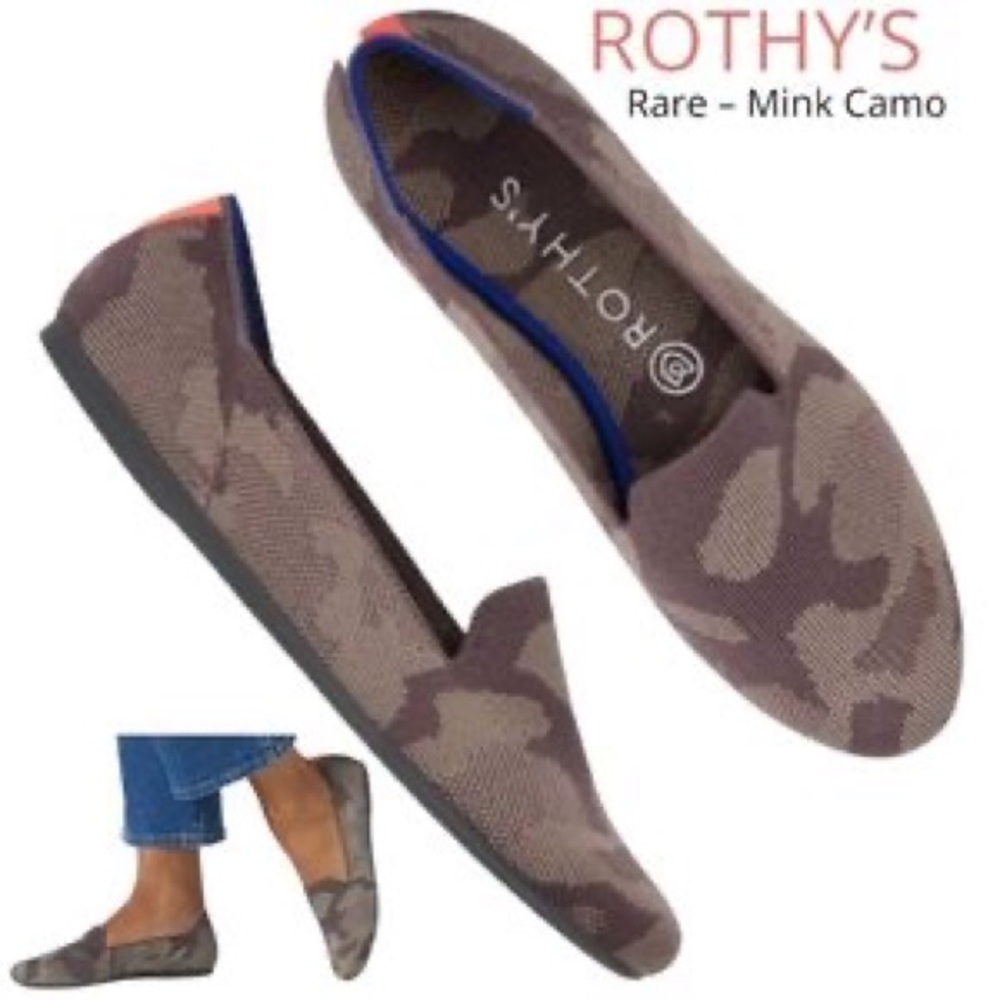 ROTHY’S Rare Mink Camo Loafers Camouflage Flats
